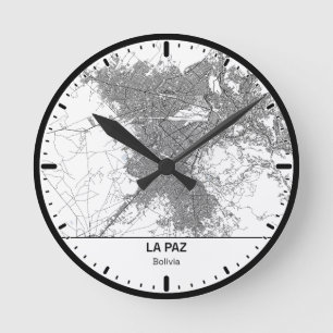 Runduhren La Paz Clock City Line Art Runde Wanduhr