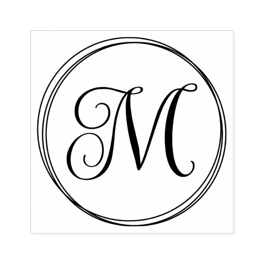 Rundung des Langschrift-Skripts Monogram Gummistempel (Prägung)