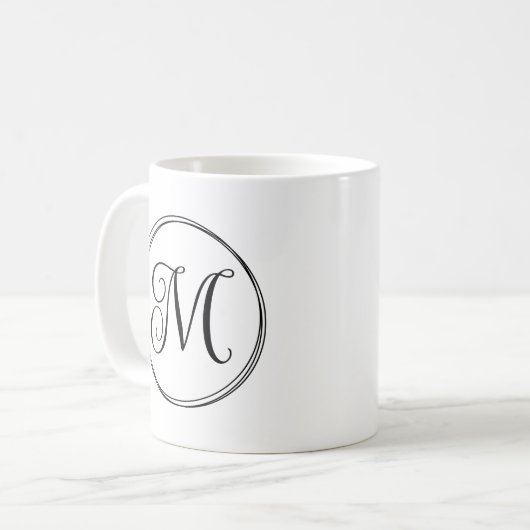 Rundung des Langschrift-Skripts Monogram Kaffeetasse (Vorderseite Links)