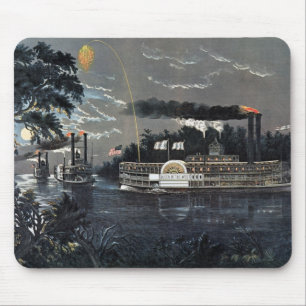Rundung einer Biegung auf dem MississippiSteamboat Mousepad