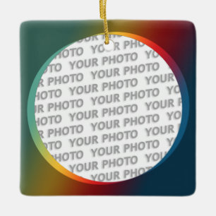 Rundung in quadratischem Rahmen, farbig 2 + Ihr Fo Keramikornament