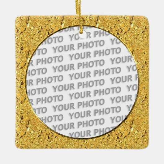 Rundung in quadratischem Rahmen, Goldblatt + Ihr F Keramikornament (Vorderseite)