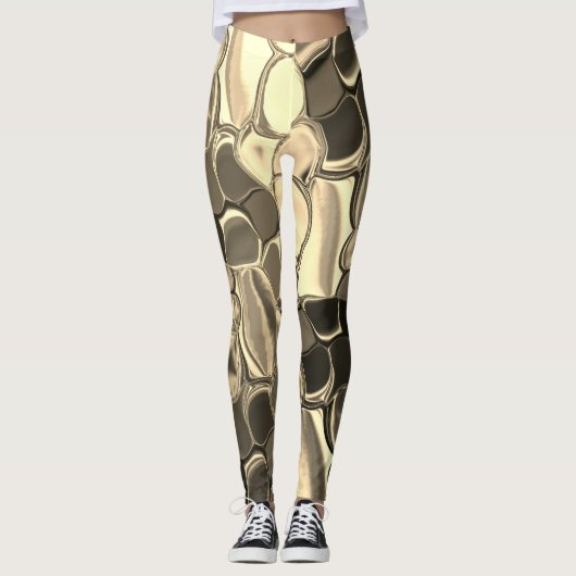 Rundungen in Bronzefarben, klares Gold, glänzend Leggings (Vorderseite)