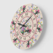 Rundwanduhr - florales Design Große Wanduhr (Winkel)