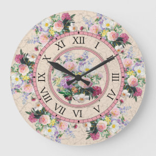 Rundwanduhr - florales Design Große Wanduhr