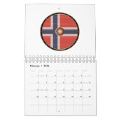 Rundwaschschild mit norwegischer Flagge. Kalender (Feb 2026)