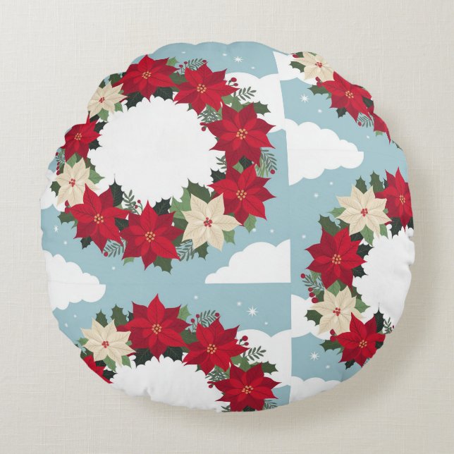 Rundweihnachtsblumenkissen Rundes Kissen (Vorderseite)