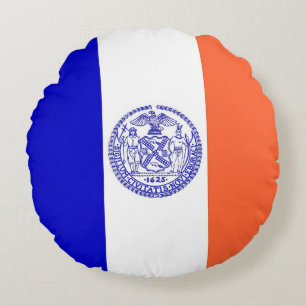 Rundwurfkissen mit der Flagge von New York City, U Rundes Kissen