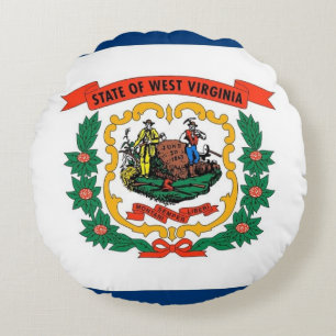 Rundwurfkissen mit der Flagge von West Virginia, U Rundes Kissen