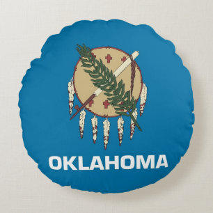 Rundwurfkissen mit Fahne Oklahoma Rundes Kissen