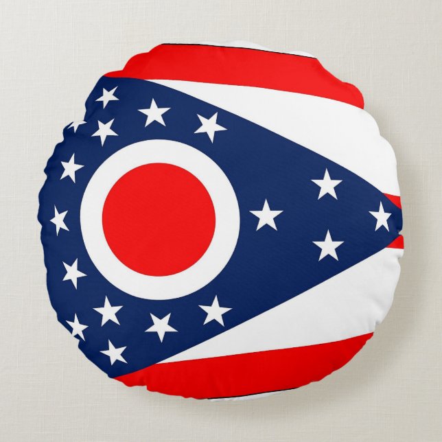 Rundwurfkissen mit Flagge von Ohio Rundes Kissen (Vorderseite)