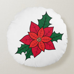 Rundwurfkissen mit roter Weihnachtsspülung Rundes Kissen