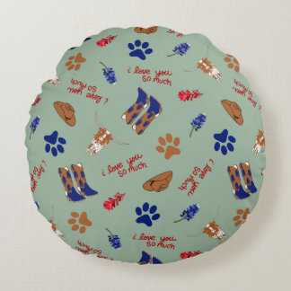 Rundwurfpillow - Austin Texas Bluebonnets Rundes Kissen