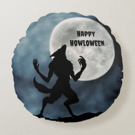 Rundwurfpilz, Howling Werewolf Rundes Kissen