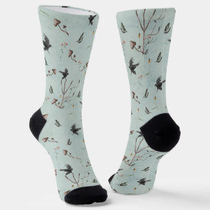 Rune Algiz aus Zweigen und Krähe Socken
