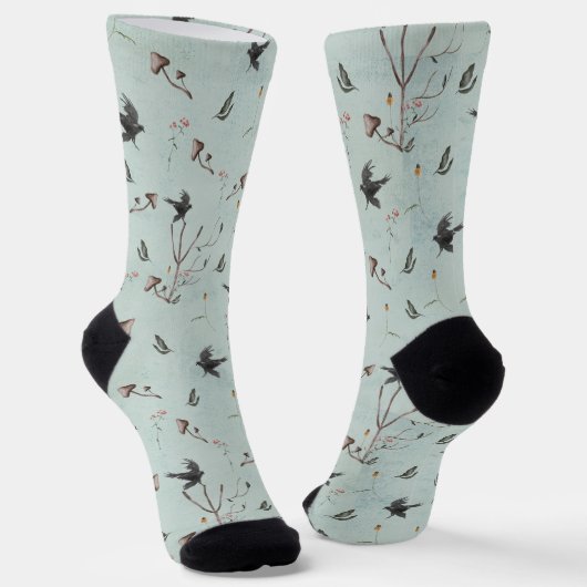 Rune Algiz aus Zweigen und Krähe Socken (Gewinkelt)
