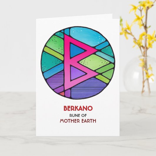Rune Berkano - Mutter Erde - Jugendstil Karte (Gelbe Blume)