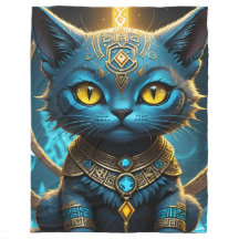 Rune Blue Cat Fleece Blanket