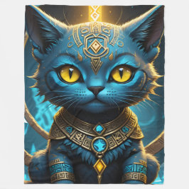 Rune Blue Cat Fleece Blanket