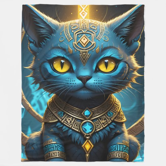 Rune Blue Cat Fleece Blanket (Vorderseite)