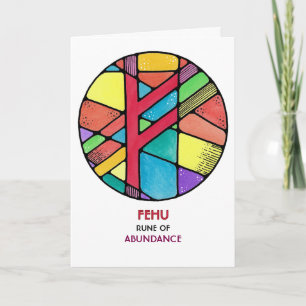 Rune Fehu - Überfluss - Jugendstil Karte