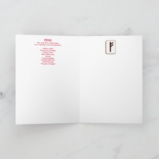 Rune Fehu - Werden Karte (Innenseite)
