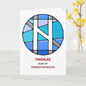 Rune Hagalaz - Wandel - Jugendstil Karte (Gelbe Blume)