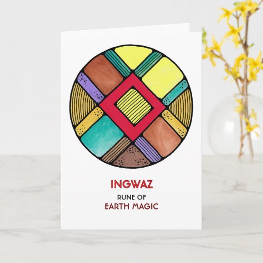 Rune Ingwaz - Earth Magic - Art Nouveau Karte (Gelbe Blume)