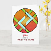Rune Jera - Harvest & Reward - Art Nouveau Karte (Gelbe Blume)