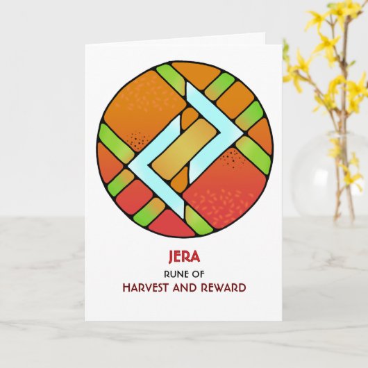 Rune Jera - Harvest & Reward - Art Nouveau Karte (Gelbe Blume)