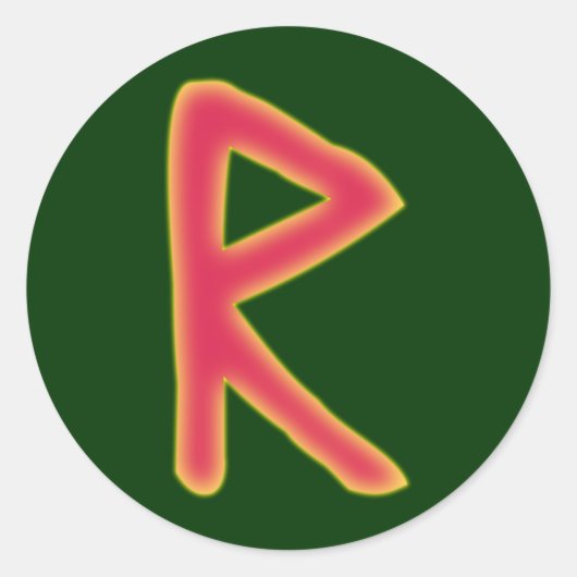 rune Raidho Futhark Runder Aufkleber (Vorderseite)