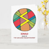 Rune Sowilo - Sun & Erleuchtung - Jugendstil Karte (Gelbe Blume)