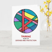 Rune Thurisaz - Verteidigung und Schutz - Jugendst Karte (Gelbe Blume)