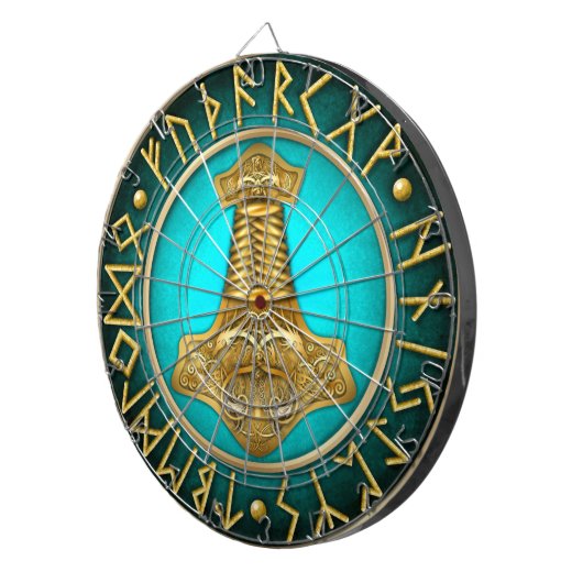 Runen - Thors-Hammer - aquamarin Dartscheibe (Vorderseite rechts)