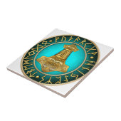 Runen - Thors-Hammer - aquamarin Fliese (Seite)