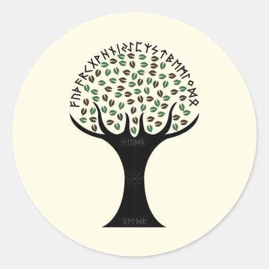 Runenbaum-Aufkleber (Rund) Runder Aufkleber (Vorderseite)