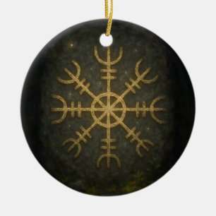 Runestone AEgishjálmur - Ancient Norse Protection  Keramik Ornament