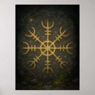 Runestone AEgishjálmur - Ancient Norse Protection  Poster