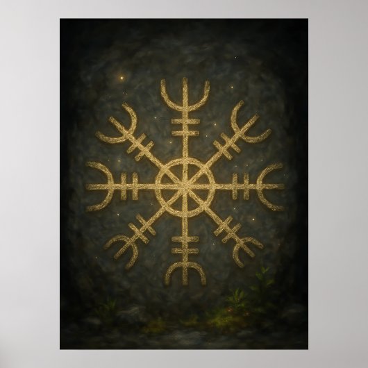 Runestone AEgishjálmur - Ancient Norse Protection  Poster (Vorne)