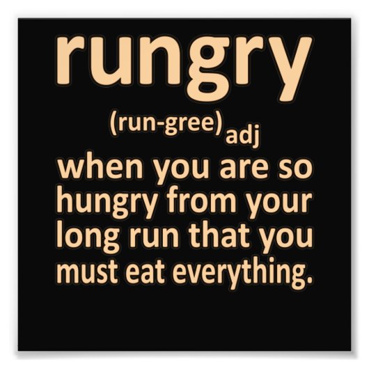 Rungry Definition Halbmarathon Runner Gra Fotodruck (Vorne)