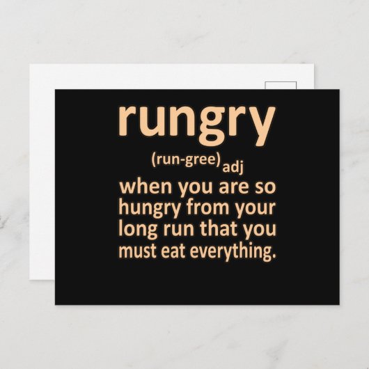Rungry Definition Halbmarathon Runner Gra Postkarte (Vorne/Hinten)