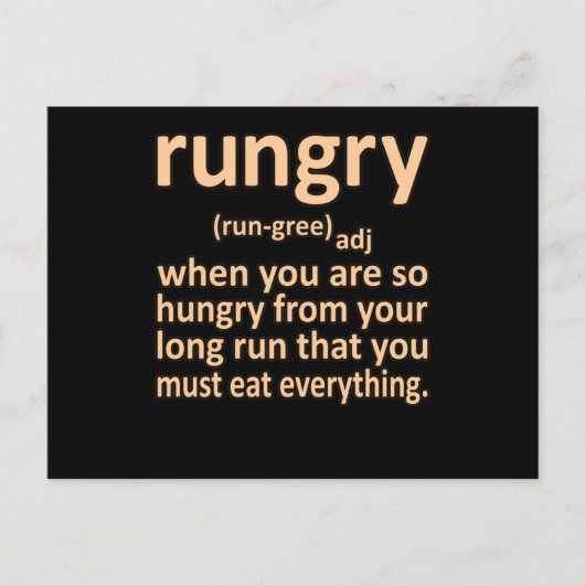 Rungry Definition Halbmarathon Runner Gra Postkarte (Vorderseite)