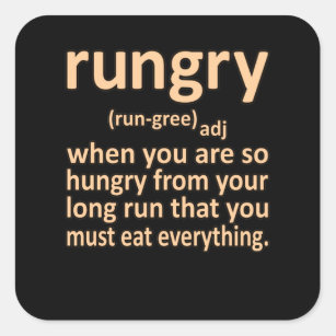 Rungry Definition Halbmarathon Runner Gra Quadratischer Aufkleber
