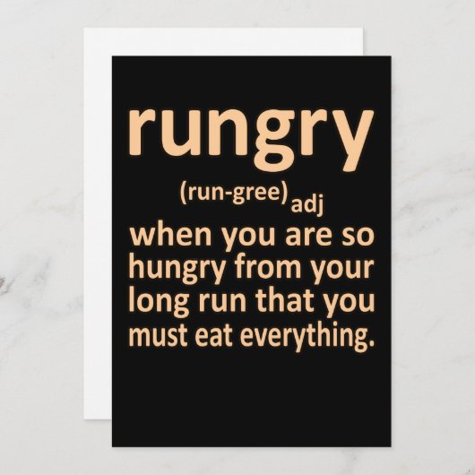 Rungry Definition Half Marathon Runner Running Gra Dankeskarte (Vorne/Hinten)