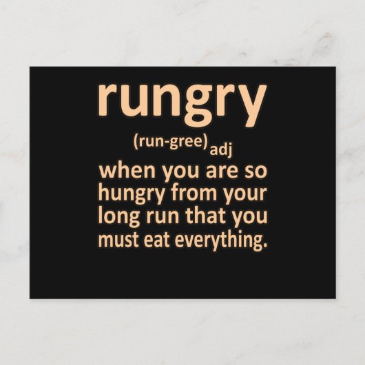 Rungry Definition Half Marathon Runner Running Gra Einladungspostkarte (Vorderseite)