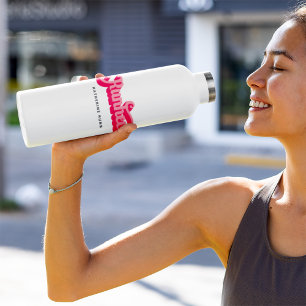 Runher Running Pink Bold Retro Schriftart Motivier Edelstahlflasche