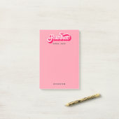 Runher Running Rosa Retro Schriftart Motivierend Post-it Klebezettel (Auf Schreibtisch)