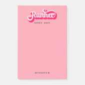 Runher Running Rosa Retro Schriftart Motivierend Post-it Klebezettel (Vorderseite)