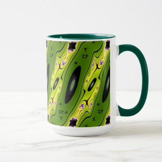 Runic Abstract Design mit Schutz in Liebe Tasse (Rechts)