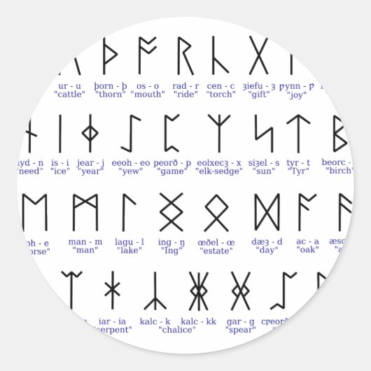Runic Alphabet Runder Aufkleber (Vorderseite)